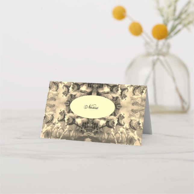 Tarjeta De Asiento Horses –Pferde – Namen (Anverso)