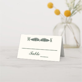 Tarjeta De Asiento Hunter Green en el Boda Cream Initials
