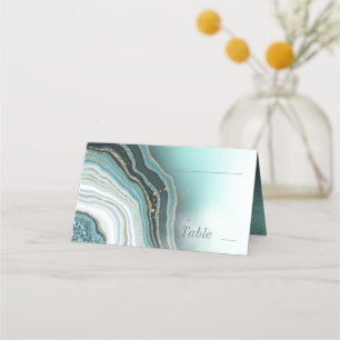 Tarjeta De Asiento ID825 Verde azulado del Boda Crystal Agate