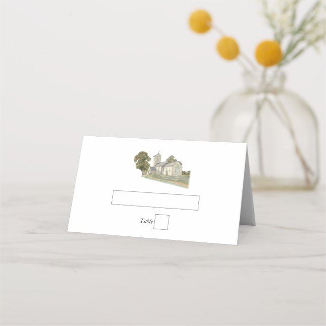 Tarjeta De Asiento Iglesia acuarela Monograma tradicional Boda (Anverso)