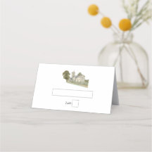 Iglesia acuarela Monograma tradicional Boda