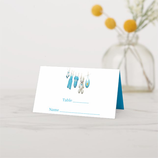 Tarjeta De Asiento Ilustracion Cute Blue Baby Boy (Anverso)
