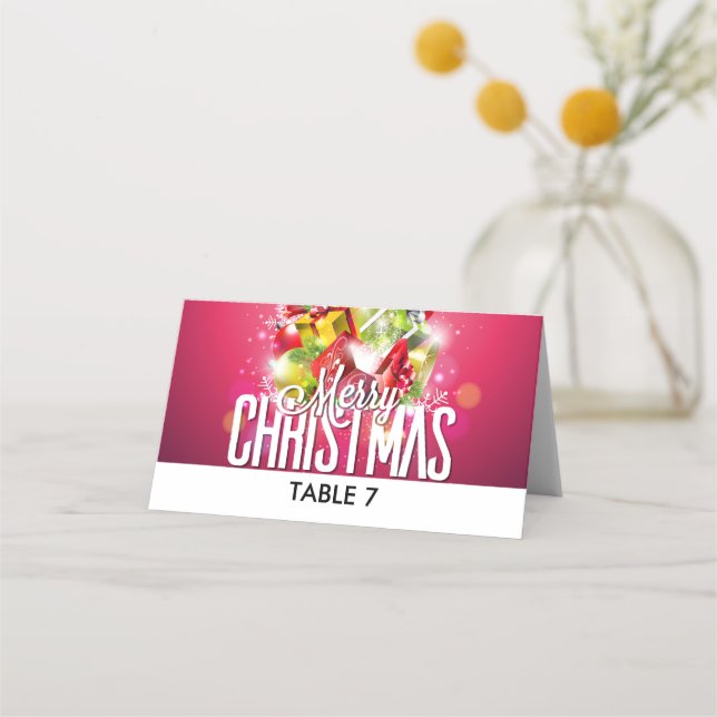 Tarjeta De Asiento Ilustracion de diseño gráfico de Navidades rojos m (Anverso)