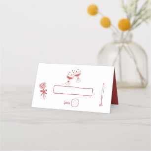 Tarjeta De Asiento Ilustraciones dibujados a mano Doodles Boda marrón