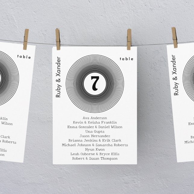 Tarjeta de asiento individual de mesa del álbum de (Vinyl record hanging table number seating cards)