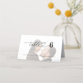 Tarjeta De Asiento Invitado Boda de escritura fotográfica moderna y p