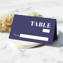 Tarjeta De Asiento Invitado Boda Minimalista azul de la Marina Negrit