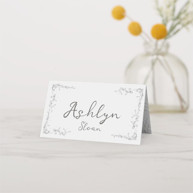 Tarjeta De Asiento Invitado de Boda con Letra a Mano Caprichosa (Anverso)