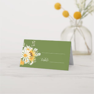 Tarjeta De Asiento IVANA Elegante Boda de flores amarillas y blancas