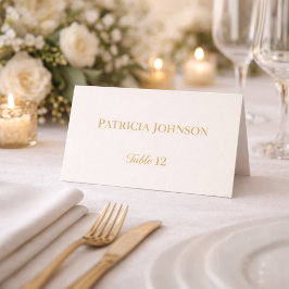 Tarjeta De Asiento Ivory and Gold 50th Anniversary Folded Place Card