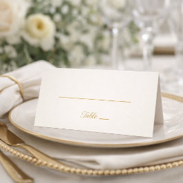 Tarjeta De Asiento Ivory and Gold Minimal 50th Anniversary Folded Pla