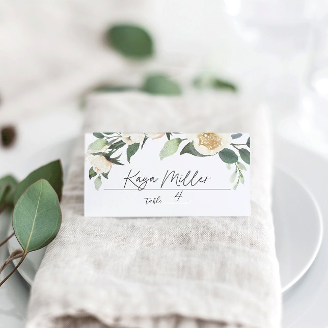 Tarjeta De Asiento Ivory Bloom | Boda floral acuarela (Subido por el creador)