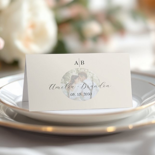 Tarjeta De Asiento Ivory Photo Wedding (Subido por el creador)