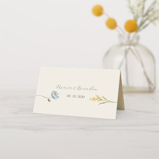 Tarjeta De Asiento Ivory Wildflower Wedding (Reverso)