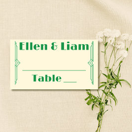Tarjeta De Asiento Jade on Beige Boda de los años 20