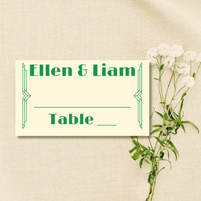 Tarjeta De Asiento Jade on Beige Boda de los años 20 (Subido por el creador)