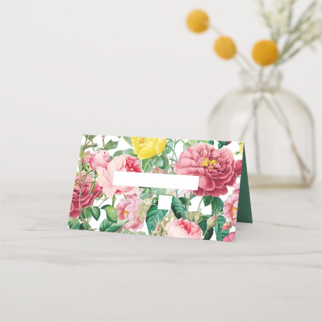 Tarjeta De Asiento Jardín floral, acuarela y Boda geométrico (Anverso)