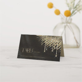 Tarjeta De Asiento Jewel Palm Leaf Boda Gold ID830