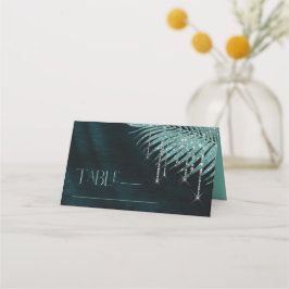 Tarjeta De Asiento Jewel Palm Leaf Boda ID830 Verde azulado