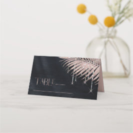 Tarjeta De Asiento Jewel Palm Leaf Boda Rosa Oro/Navy ID830