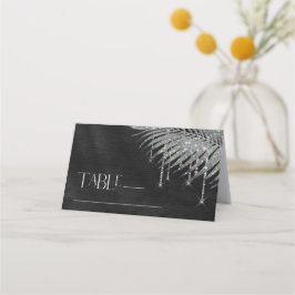 Tarjeta De Asiento Jewel Palm Leaf Boda Silver ID830