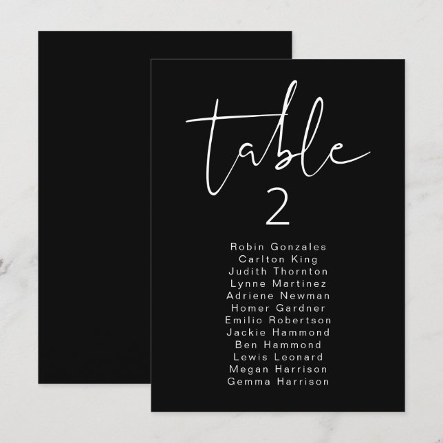 Tarjeta de asiento JOVI Edgy Black Modern Table (Anverso / Reverso)