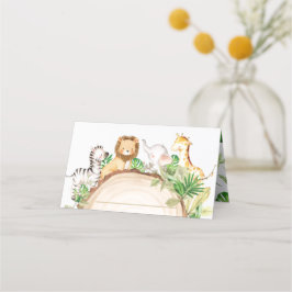 Tarjeta De Asiento Jungle Animals 1er cumpleaños Greenery de Baby Sho