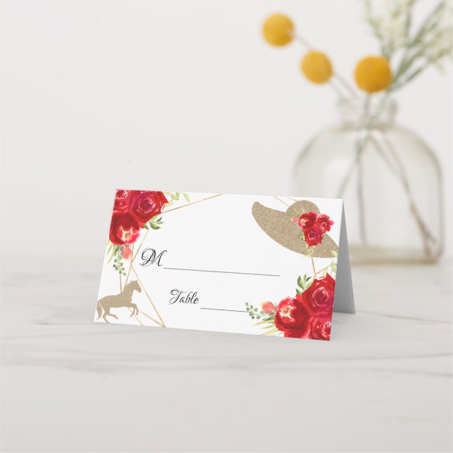 Tarjeta De Asiento Kentucky Derby Boda Table Place Card (Anverso)