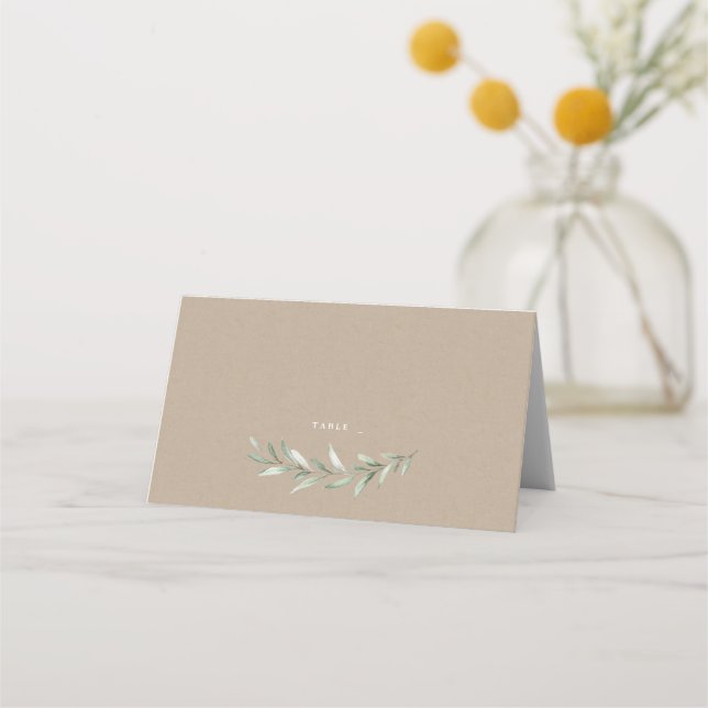 Tarjeta De Asiento Kraft boda de vegetación rústica simple (Anverso)