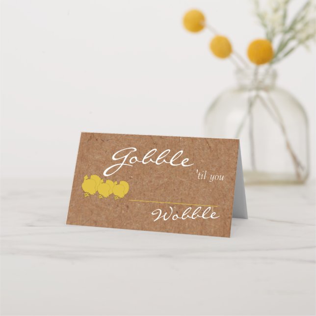 Tarjeta De Asiento Kraft Gobble hasta que tambaleas la mesa de Acción (Anverso)