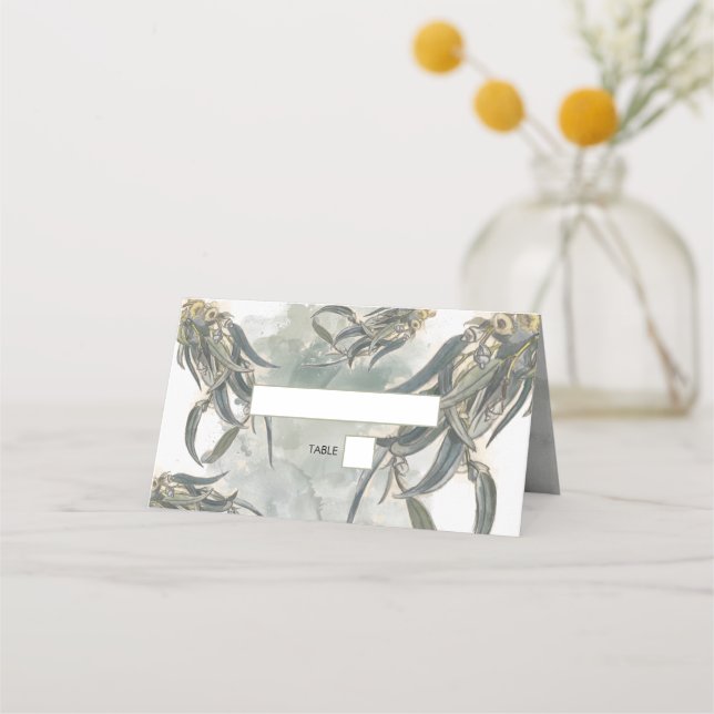 Tarjeta De Asiento La acuarela Eucalyptus deja al Boda de la vegetaci (Anverso)