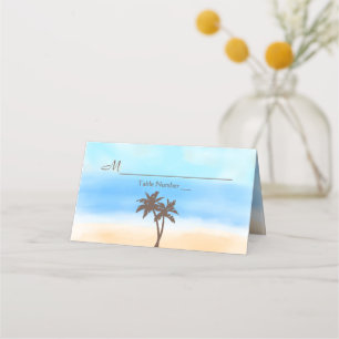 Tarjeta De Asiento La colección de bodas acuarelas en la playa