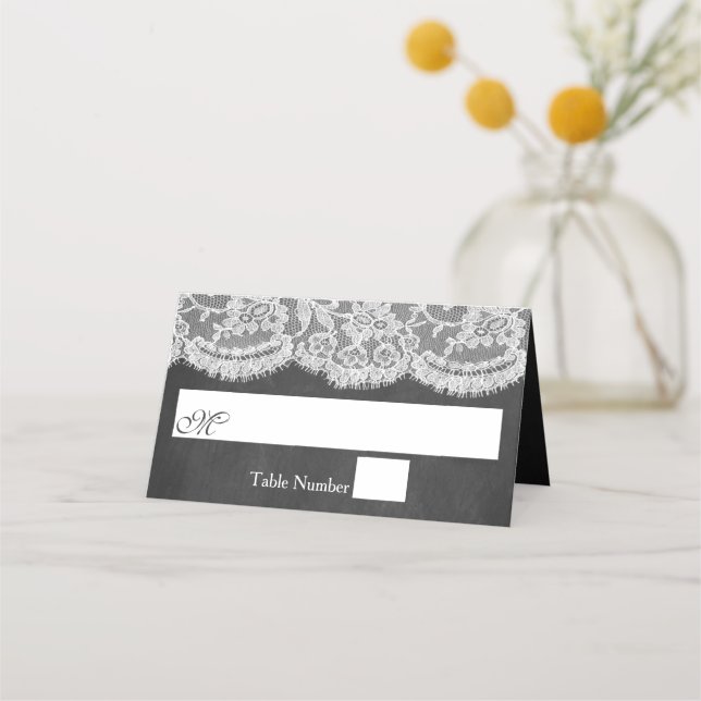 Tarjeta De Asiento La colección de Bodas de Chalkboard y Lace (Anverso)