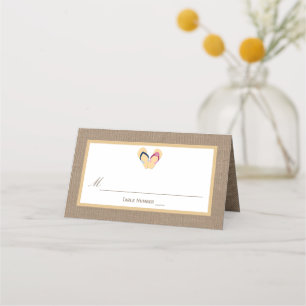 Tarjeta De Asiento La colección de Bodas Flip-Flop Sand Beach Burlap