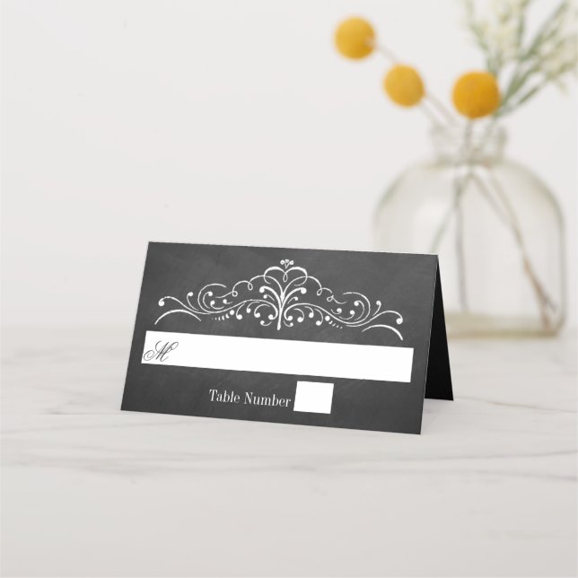 Tarjeta De Asiento La colección de Bodas Ornate Chalkboard (Anverso)