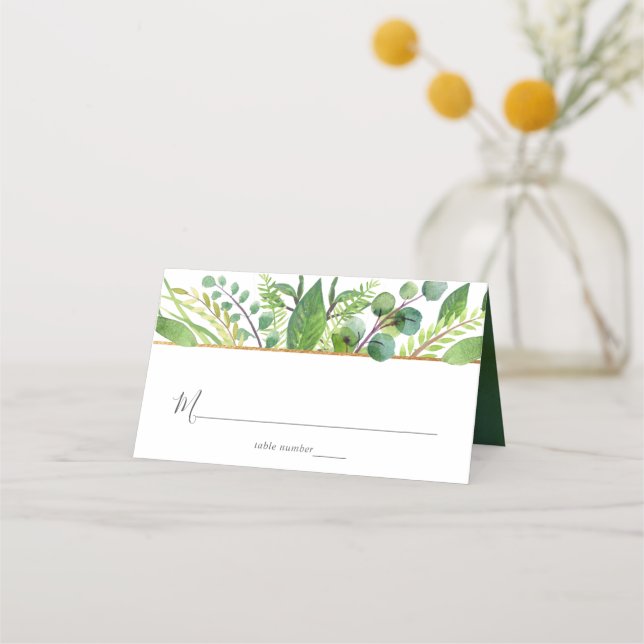 Tarjeta De Asiento La colección de Bodas verdes y dorados (Anverso)