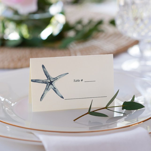 Tarjeta De Asiento La estrella de mar azul | Lugar de mesa de Boda ná (Subido por el creador)