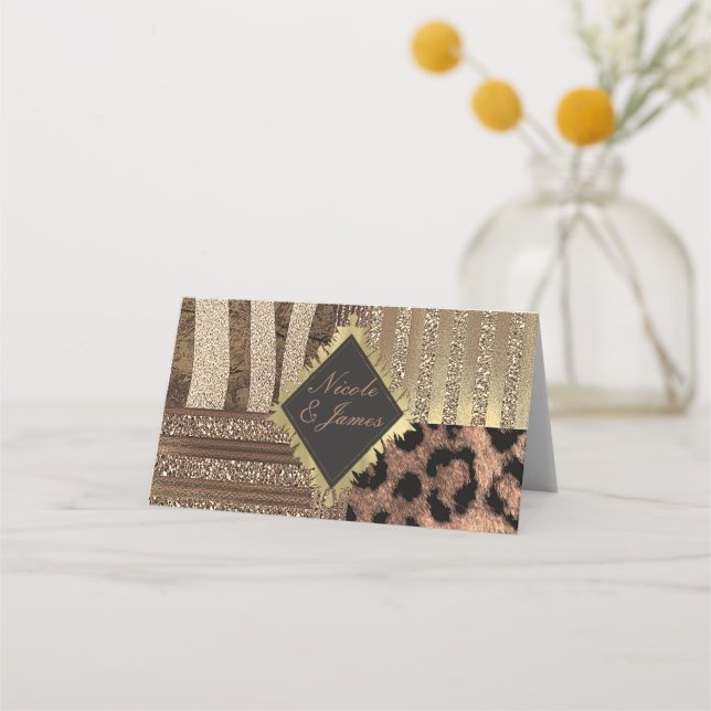 Tarjeta De Asiento La lionesa Safari Jungle Glam número de mesa moder (Anverso)