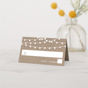 Tarjeta De Asiento La Rustic Burlap String ilumina la colección Boda
