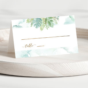 Tarjeta De Asiento La vegetación con las acuarelas azules y verdes