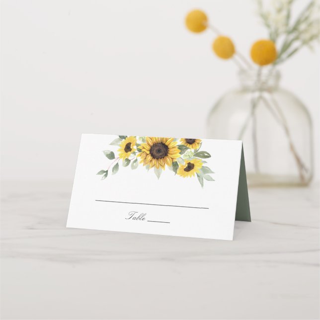 Tarjeta De Asiento La vegetación de los girasoles deja la mesa Boda (Anverso)