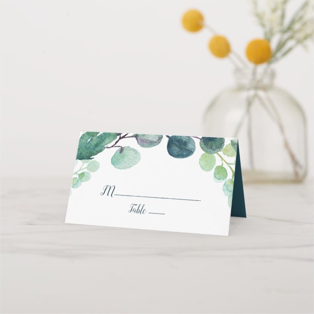 Tarjeta De Asiento La vegetación exuberante y el Boda Eucalyptus dobl (Anverso)