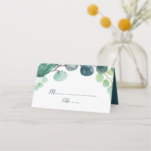 Tarjeta De Asiento La vegetación exuberante y el Boda Eucalyptus dobl
