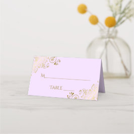 Tarjeta De Asiento Lacy Gold escribe sobre la elegante boda púrpura L