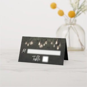 Tarjeta De Asiento Ladrillos industriales, luces de édison tipografía