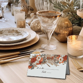 Tarjeta De Asiento Las flores de boho caen los colores, Boda de otoño