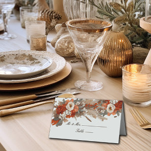 Tarjeta De Asiento Las flores de boho caen los colores, Boda de otoño