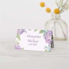 Tarjeta De Asiento Lavanda acuarela Hidrangea Flores Fern Boda