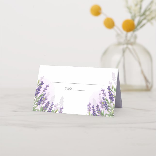 Tarjeta De Asiento Lavender Boda Place Card Rustic Pastel Purple (Anverso)