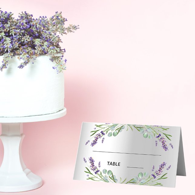 Tarjeta De Asiento Lavender eucalipto boda de plata (Subido por el creador)